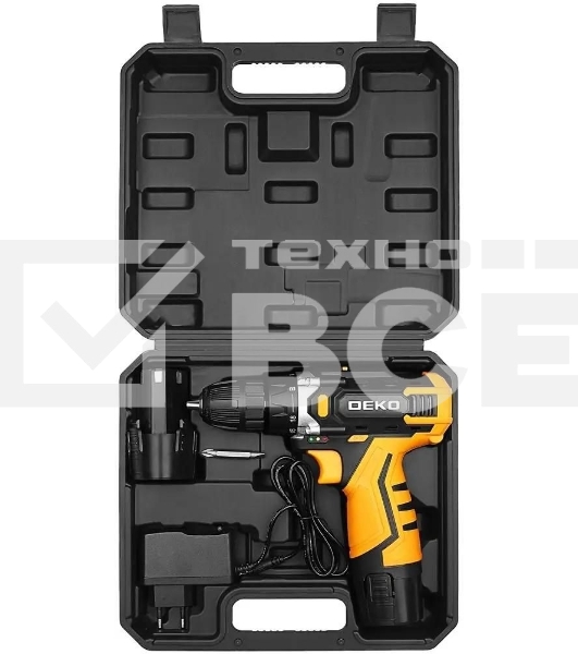 Дрель-шуруповерт аккумуляторная Deko DKCD12V, 12В, 2АКБ, Кейс