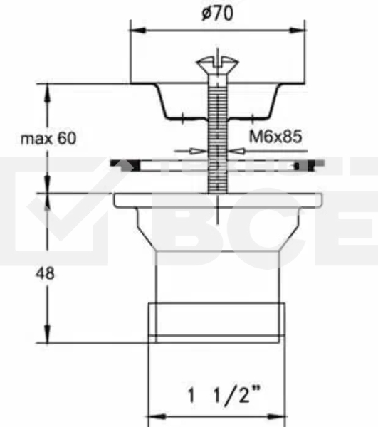 Выпуск ЭЛИТ с нержавеющей чашкой D70 мм 1'1/2