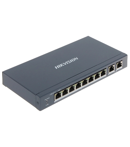 Коммутатор Hikvision DS-3E0310P-E/M, 8×100 Мбит/с PoE+ + 1×1 Гбит/с RJ45 + 1×1 Гбит/с Combo, неуправляемый