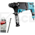 Перфоратор Makita HR2630 + набор буров B-54704 патрон:SDS-plus уд.:2.9Дж 800Вт (кейс в комплекте), фото 1