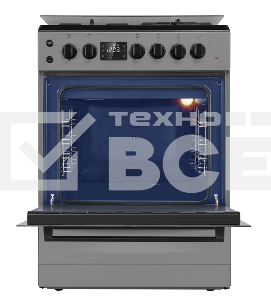 Плита комбинированная Maunfeld MGC60ECGR05 серый, газовых конфорок 4 шт, духовка электрическая 65 л, 60 см x 85 см x 64 см