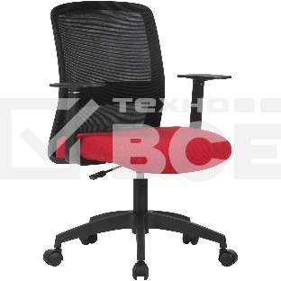 Кресло компьютерное Cactus CS-MC333-BKRD черный, сиденье темно-красный, сетка/ткань, низк.спин. крестов. пластик, пластик черный