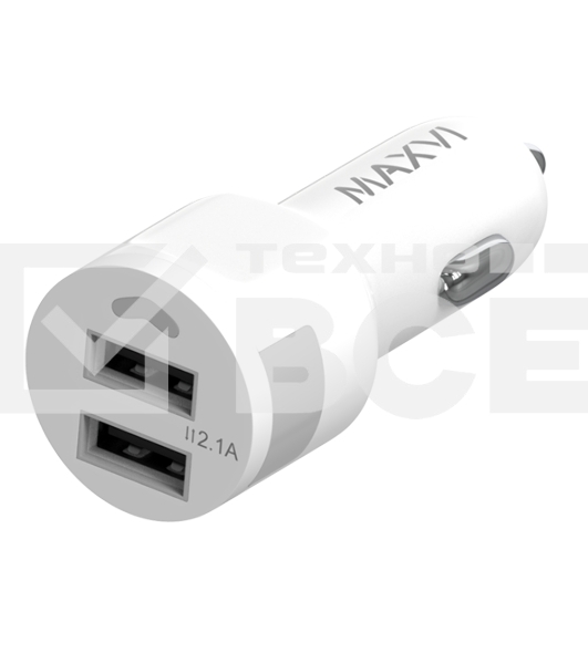 Автомобильное зарядное устройство Maxvi CCM-212 Plus T белый 2.1A