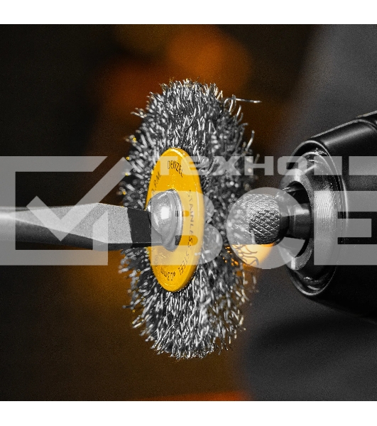 Набор щеток для дрели Denzel 5 Плоских 25-38-50-63-75 мм, шпилька, нерж. вит. проволока