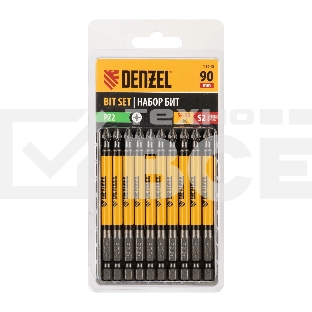 Набор бит Denzel PZ2х90, сталь S2, круглый профиль, 10 шт.