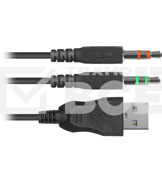 Гарнитура Defender Dexter RG чёрный, проводная, USB / 2 x mini jack 3.5 мм, подсветка