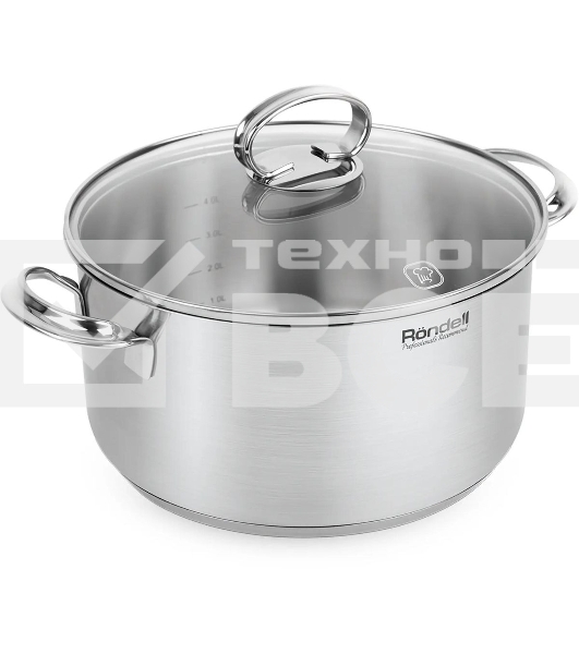 Кастрюля Rondell Zart RDS-1227, 5.1л,24см, с крышкой, стальной