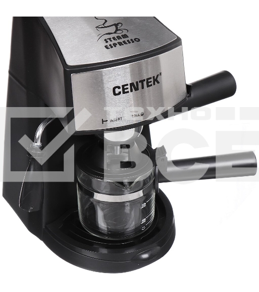 Кофеварка рожковая Centek CT-1160 черный, исп кофе - молотый, 0.24 л, 800 Вт, 3.5 Бар