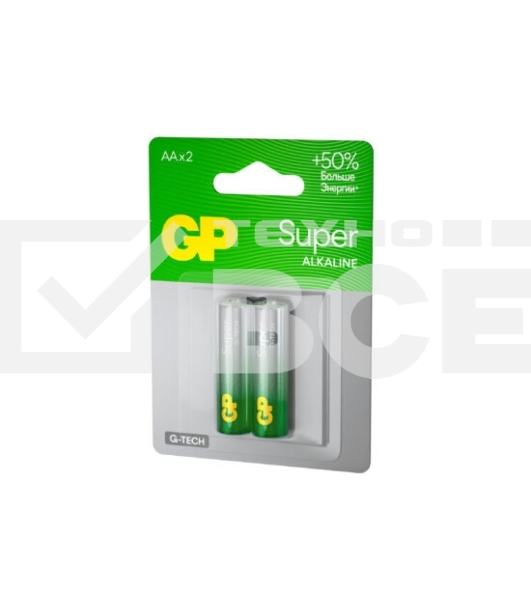 Алкалиновые батарейки GP Super Alkaline G-Tech 15А АA - 2 шт. на блистере
