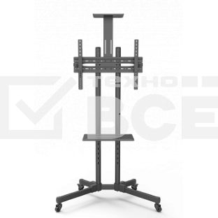 Мобильная стойка Wize Pro M55 для дисплеев 32 65, Max VESA 600x400 мм, высота 180 см, вертикальная регулировка, регулируемая полка для медиаплеера, полка для камеры ВКС, до 50 кг, черный