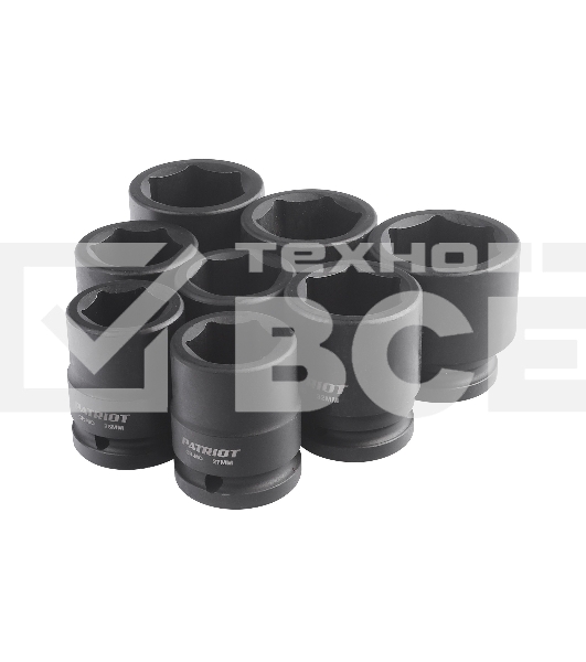 Набор ударных торцовых головок PATRIOT ISP 34, кейс, Cr-Mo, 8 пред.