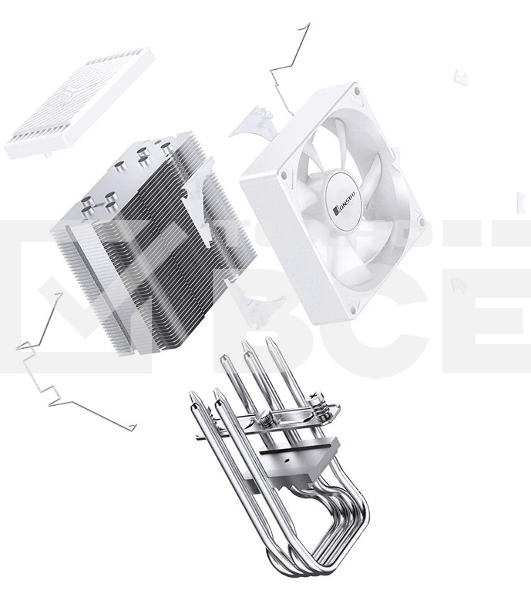 Кулер для процессора JONSBO CR-1400 EVO ARGb (180W, 4-pin PWM, 130мм, Al/Cu, 4x6мм, ARGb, 1x92мм, 38.2CFM, 33.8dBA, 2200RPM, S: 1700/1200/115X, AM4/AM5 белый)