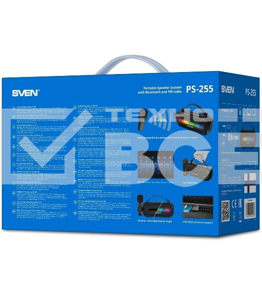 Колонка портативная Sven PS-255 черный 12W 1.0 BT 3600mAh (SV-022563)