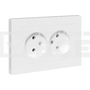 Розетка 2-м EKF UP1-SOW-200 СП Эпика 16А без заземл. без защ. шторок с рамкой механизм бел.