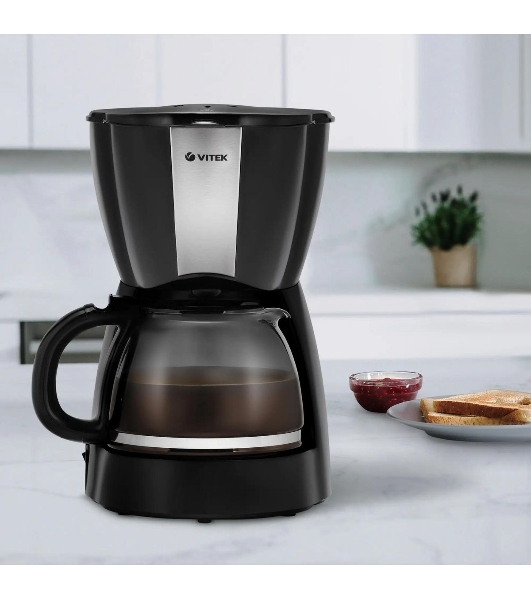 Кофеварка капельная Vitek VT-1503 черный, исп. кофе - молотый, 1.2 л, 900 Вт.