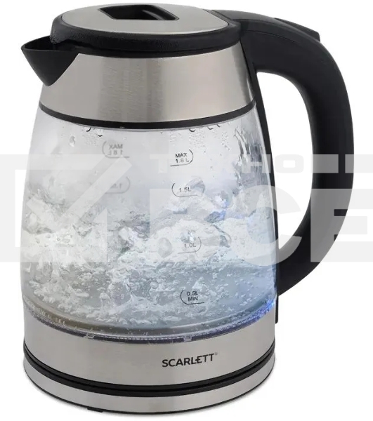 Чайник Scarlett SC-EK27G40, 1800Вт, 1.8л, серебристый/черный