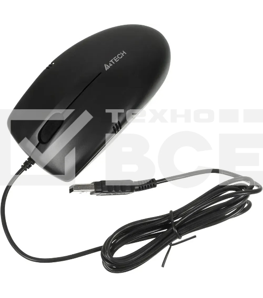 Мышь проводная A4Tech OP-530NU черный, 1200 dpi, USB, кнопки - 3