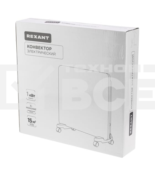 Конвектор Rexant 60-0099, белый, 1000 Вт, 15 м2, электронный термостат