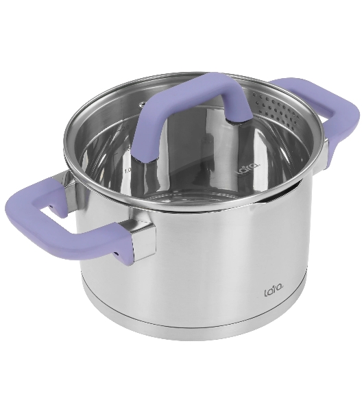 Кастрюля Lara LR02-254 Лаванда 5 л, 22 см, с крышкой, нержавеющая сталь