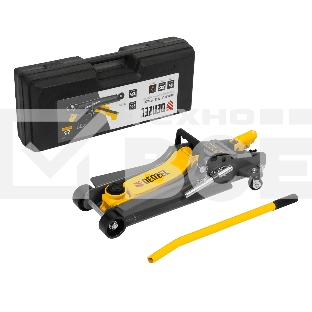 Домкрат гидравлический подкатной с фиксатором Denzel 2,5 т,85-385 мм, в пласт. кейсе