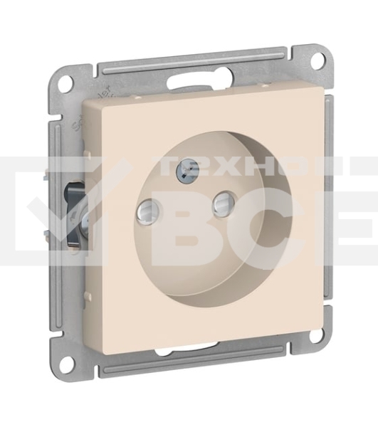 Механизм розетки 1-м СП AtlasDesign без заземл. защ. шторки 16А беж. SchE ATN000249