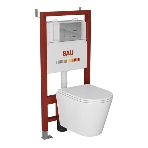 Комплект BAU 6 в 1: инсталляция BAU PRO, унитаз подвесной торнадо Bau Nimb Hurricane-2, сиденье дюропласт микролифт, кнопка смыва BAU Soul, хром, фото 1