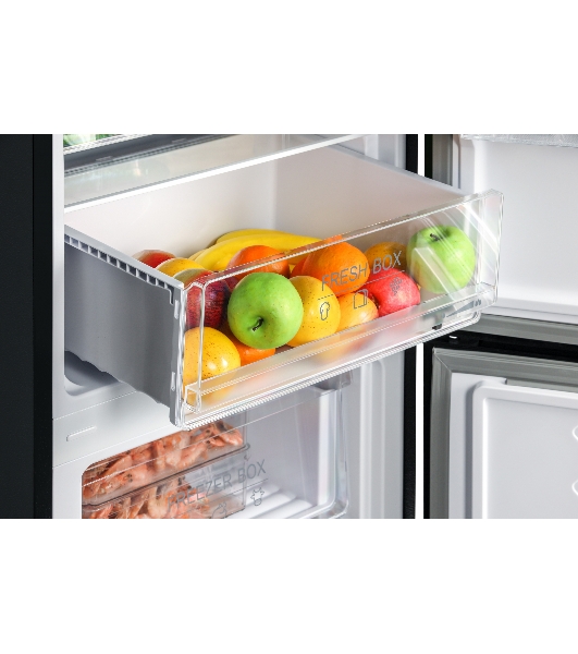 Холодильник Nordfrost RFC 390D NFGB черное матовое стекло двухкамерный 240/95л морозилка снизу