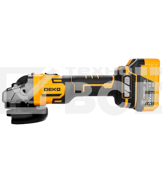 Угловая шлифовальная машина бесщеточная DEKO DKAG-125, 20В, 2*4.0Ач