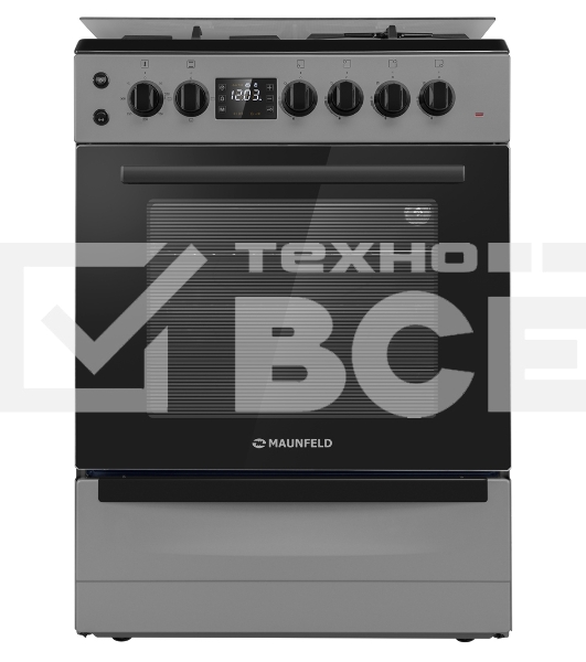 Плита комбинированная Maunfeld MGC60ECGR05 серый, газовых конфорок 4 шт, духовка электрическая 65 л, 60 см x 85 см x 64 см
