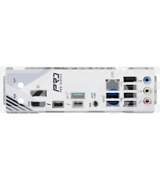 Материнская плата ASROCK Z890 PRO RS, LGA1851, Intel Z890, 4xDDR5, 4xSATA, 4xM.2, 1xPCIe 5.0 x16, 2xThunderbolt 4, 1xUSB-A 3.2 Gen 2, 6xUSB-A 3.2 Gen 1, 4xUSB 2.0, 1xHDMI, 1xDP, 1x2.5Gb LAN, 3x3.5 мм, 7.1, ATX