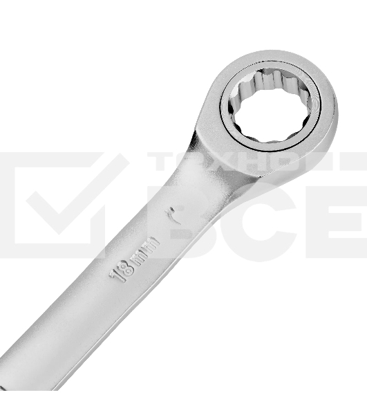 Ключ комбинированный трещоточный Denzel 14712 18 мм, CrV, матовый хром