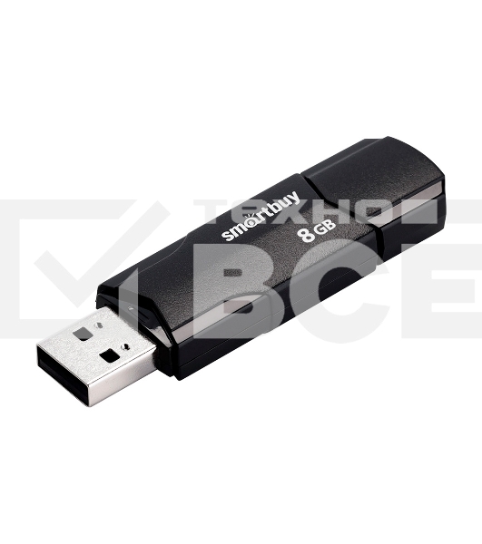 Флешка USB Smartbuy CLUE Black (SB8GbCLU-K), 8Gb, USB 2.0, R/W 20/10, черный