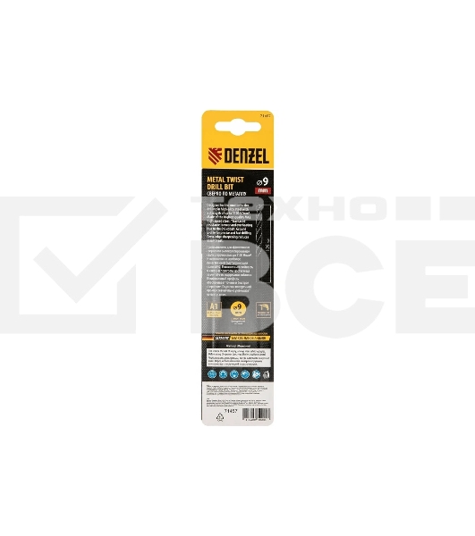Сверло по металлу Denzel 9 мм, HSS Co-8%