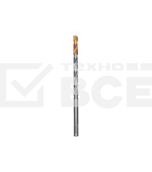 Сверло спиральное по металлу Denzel 8 х 165 мм, Р6М5, Golden Tip, удлиненное