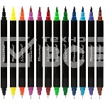 Фломастеры для скетчинга Silwerhof Create 11.5мм 169мм двойной пишущий наконечник, вентилируемый колпачок, 12 цветов, пакет с европодвесом, фото3