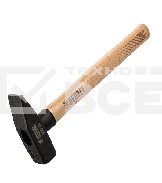 Молоток слесарный Denzel 800 г, кованый квадратный боек, буковая рукоятка