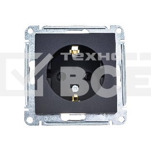 Механизм розетки 1-м СП AtlasDesign с заземл. защ. шторки 16А карбон SchE ATN001045