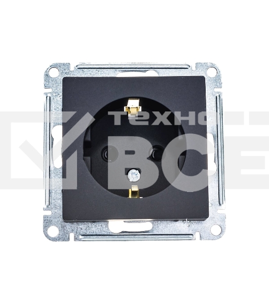 Механизм розетки 1-м СП AtlasDesign с заземл. защ. шторки 16А карбон SchE ATN001045