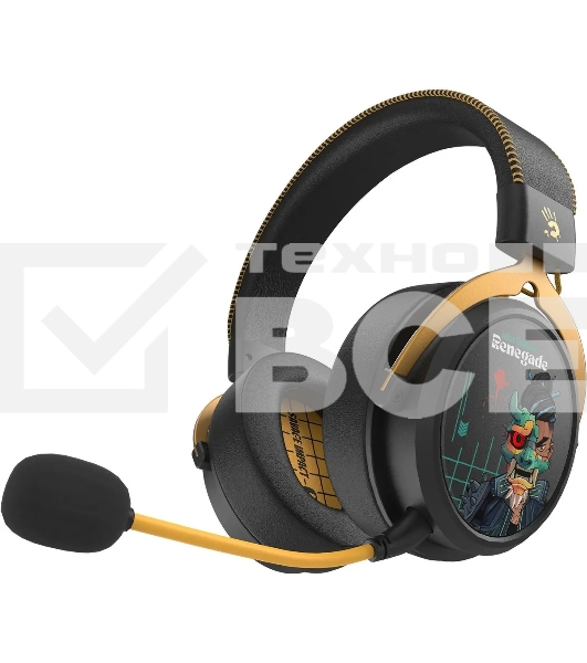 Гарнитура беспроводная/проводная с микрофоном A4Tech Bloody MR595 Renegade черный/рисунок мониторные BT/Radio оголовье (MR595)