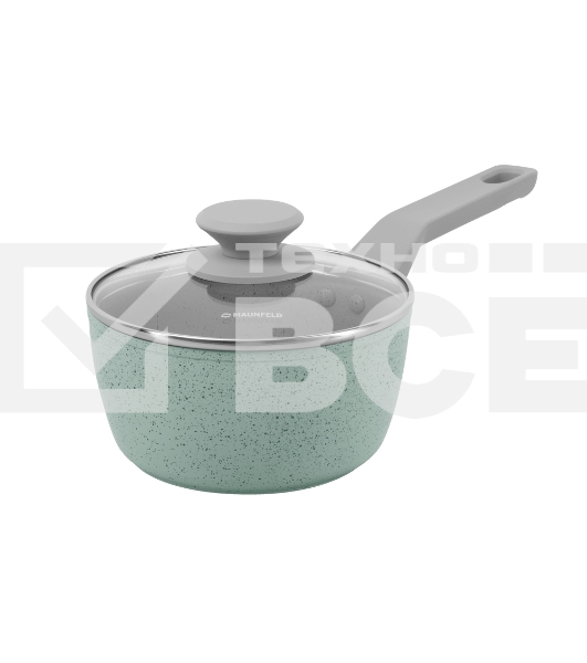 Ковш Maunfeld HELGA MSP14FA05FS из кованого алюминия со стеклянной крышкой, 16 см, 1,4 л.