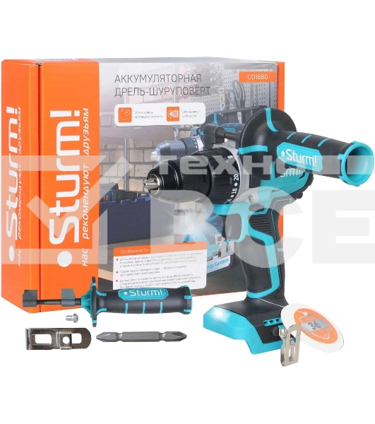 Дрель-шуруповерт Sturm CD1880, 18 В, 0 Ач, 80 Нм, бесщеточный