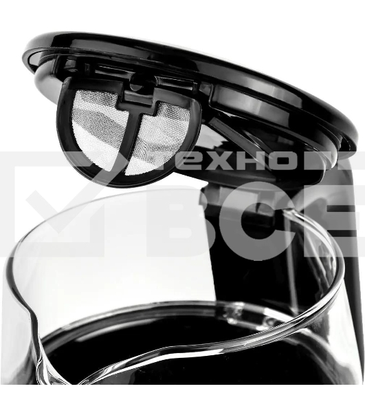 Чайник Centek CT-0019, 1100Вт стекло, черный и серебристый