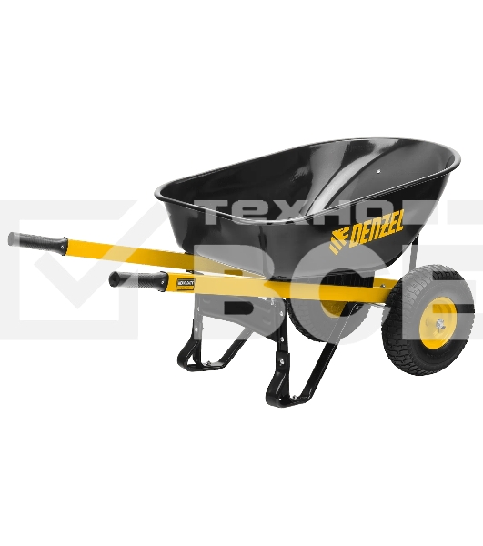 Тачка строительная Denzel усиленная, объем 140 л, 250 кг, двухколесная, колесо 15х6.00-6