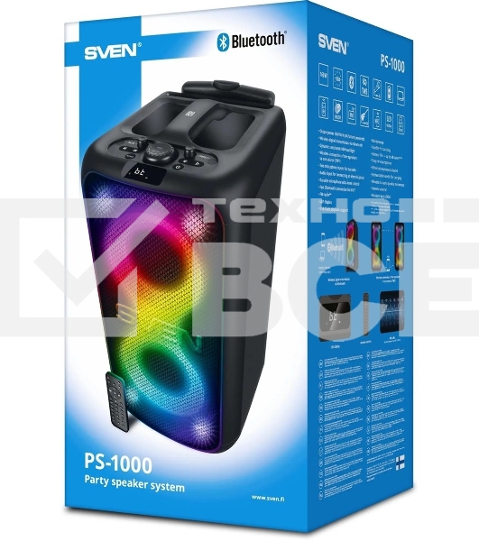 Колонка портативная Sven АС PS-1000 черный 160W 1.0 BT/3.5Jack 8000mAh (SV-022686)