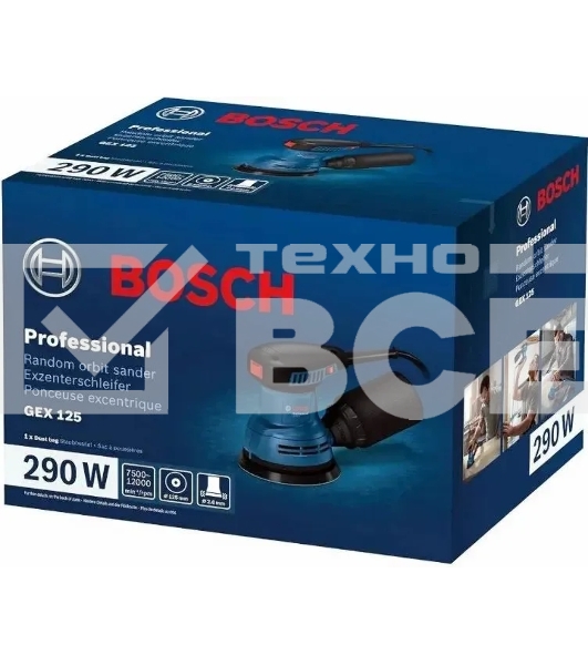 Эксцентриковая шлифовальная машина Bosch GEX 125 290Вт D125мм (06013A80F0)