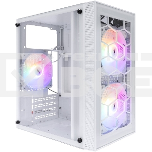 Компьютерный корпус 1STPLAYER FIREBASE X1 White / mATX / 3x120mm LED fans / X1-WH-3F1-W