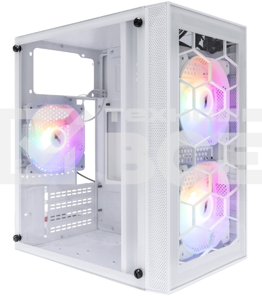 Компьютерный корпус 1STPLAYER FIREBASE X1 White / mATX / 3x120mm LED fans / X1-WH-3F1-W