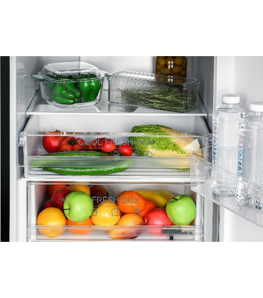 Холодильник Nordfrost RFC 390D NFGB черное матовое стекло двухкамерный 240/95л морозилка снизу