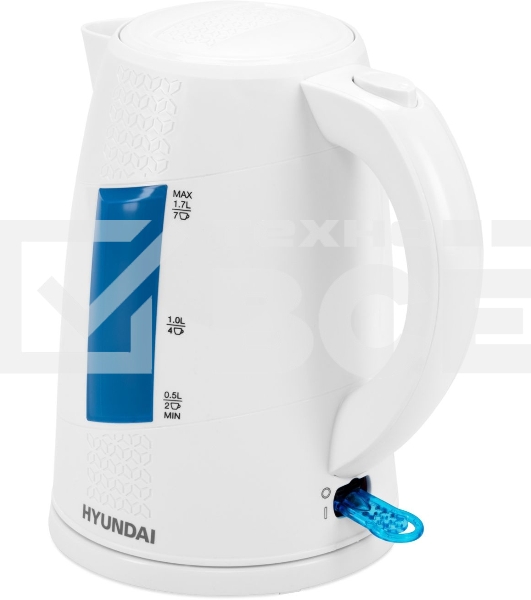 Чайник электрический Hyundai HYK-P2407 1.7л. 2200Вт белый/голубой (корпус: пластик)