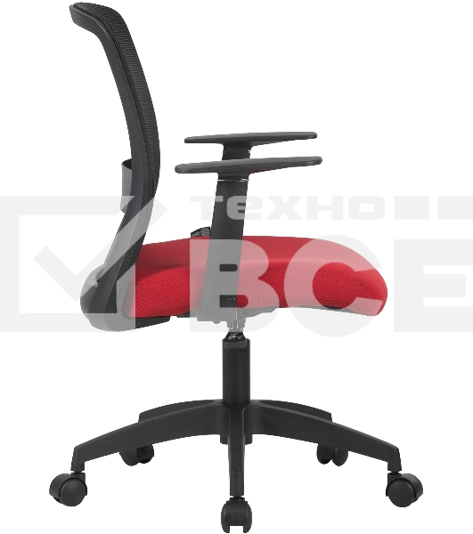 Кресло компьютерное Cactus CS-MC333-BKRD черный, сиденье темно-красный, сетка/ткань, низк.спин. крестов. пластик, пластик черный